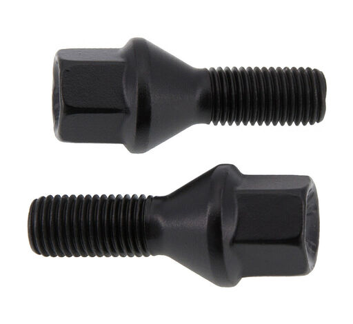 14x1.5 Black Tapered Bolt 35mm Steel