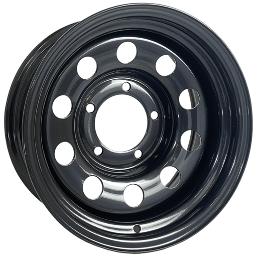 15x7 GOJOS Black Modular 5x139.7 ET-30 CB108 shiny black steel wheel with 10 hole design