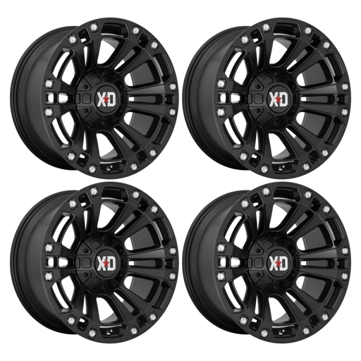 Set of Four 20x9 XD851 Monster 3 Satin Black 6x139.7 ET18 Off-road alloy wheels