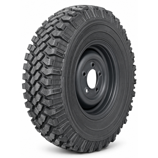 7.50R16 XZL Michelin Classic Land Rover tyre on 3.4 angle on classic steel wheel.